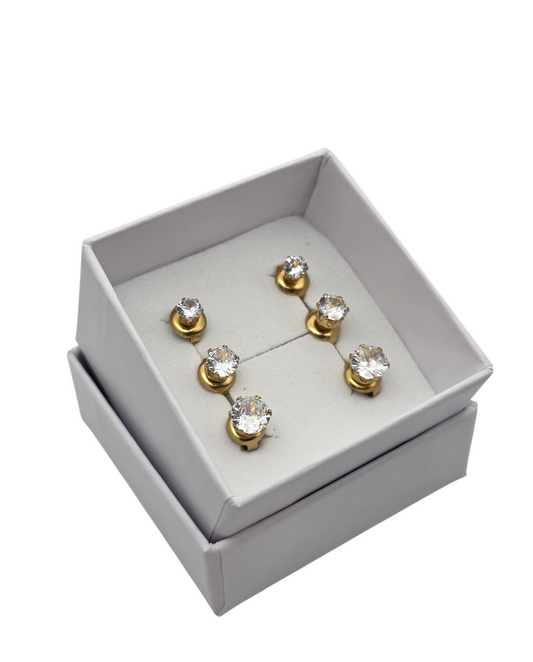 ORECCHINI TRIS CRYSTAL GOLD