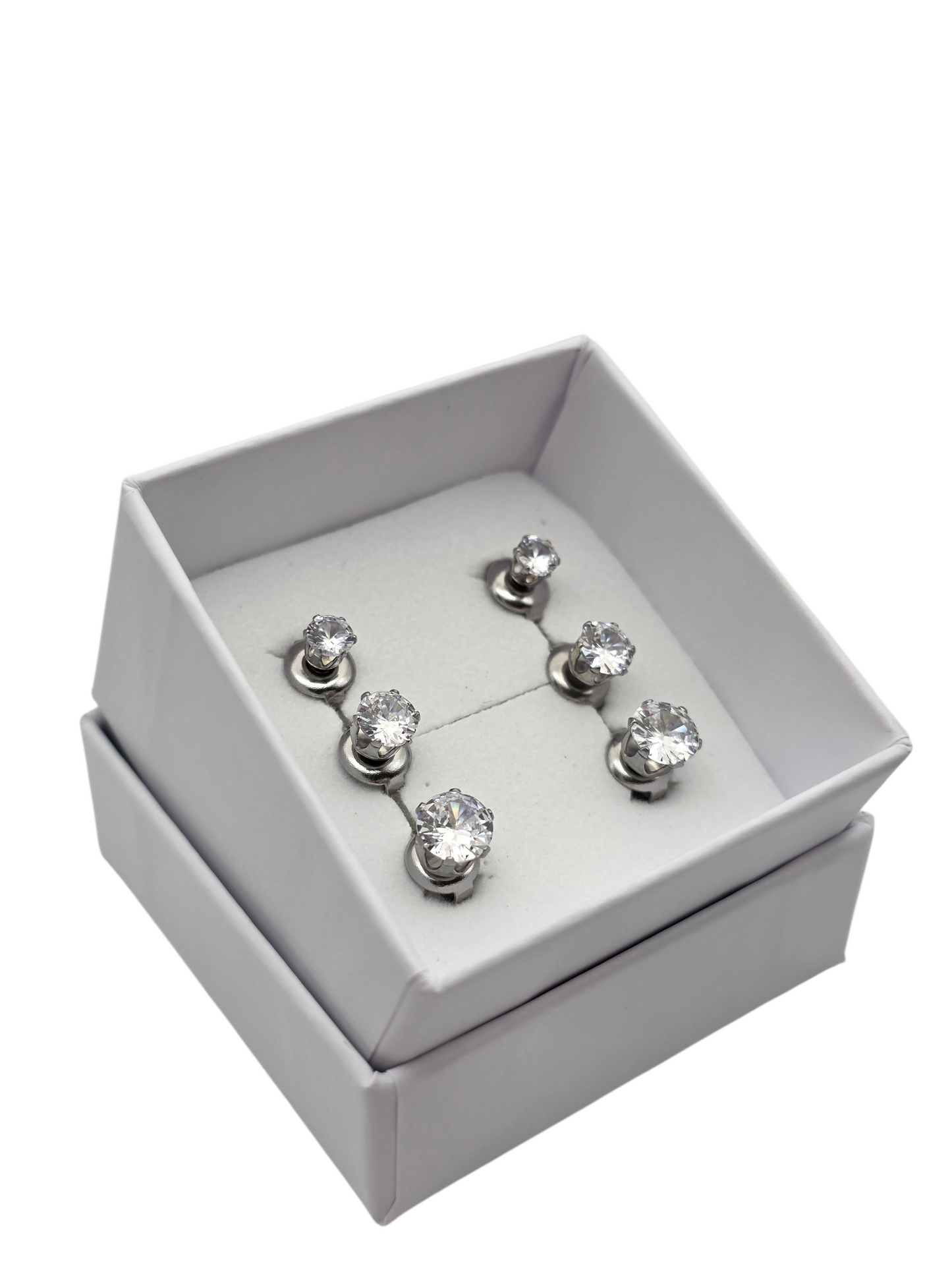 ORECCHINI TRIS CRYSTAL SILVER