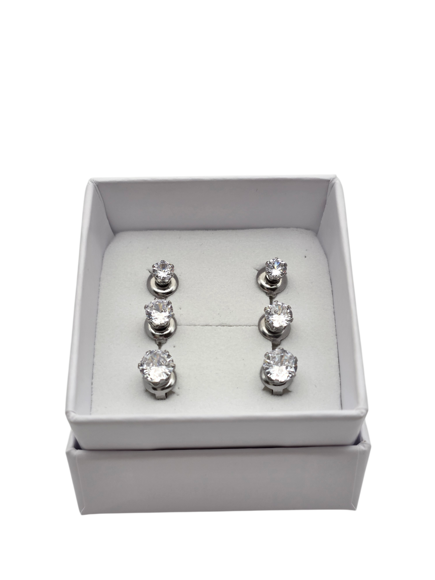 ORECCHINI TRIS CRYSTAL SILVER