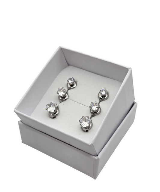 ORECCHINI TRIS CRYSTAL SILVER