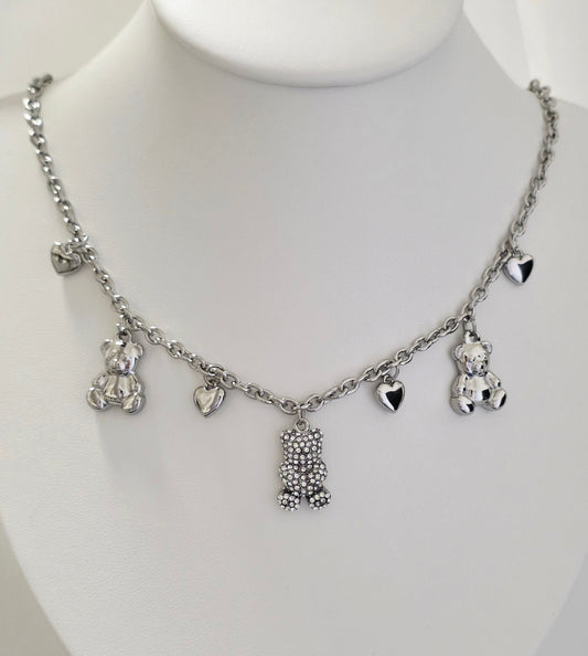 COLLANA TEDDY CRYSTAL SILVER